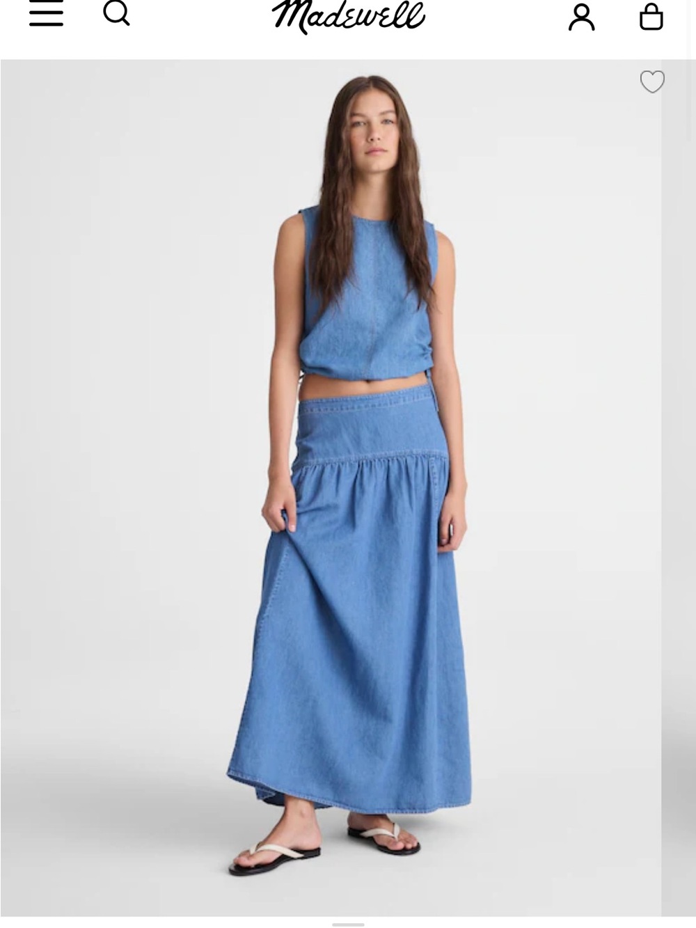 Madewell Drop-Waist Maxi Skirt in Cotton-Linen Denim - Irving WashRigid